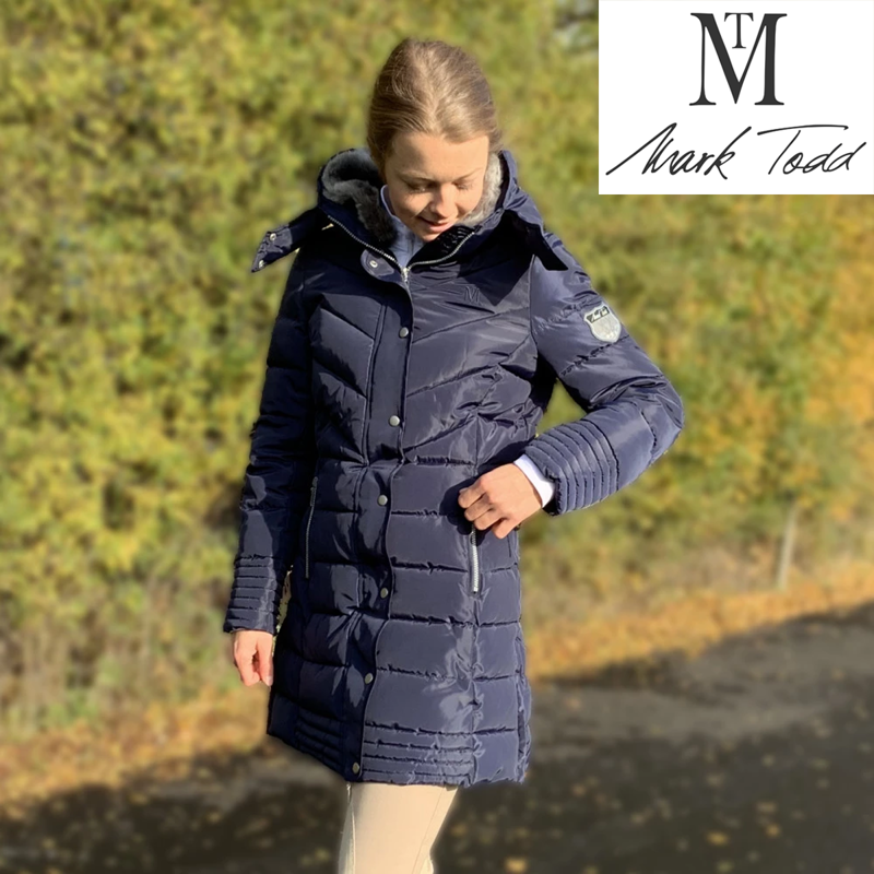 Mark Todd Deluxe Long Padded Coat - Navy/Silver-1